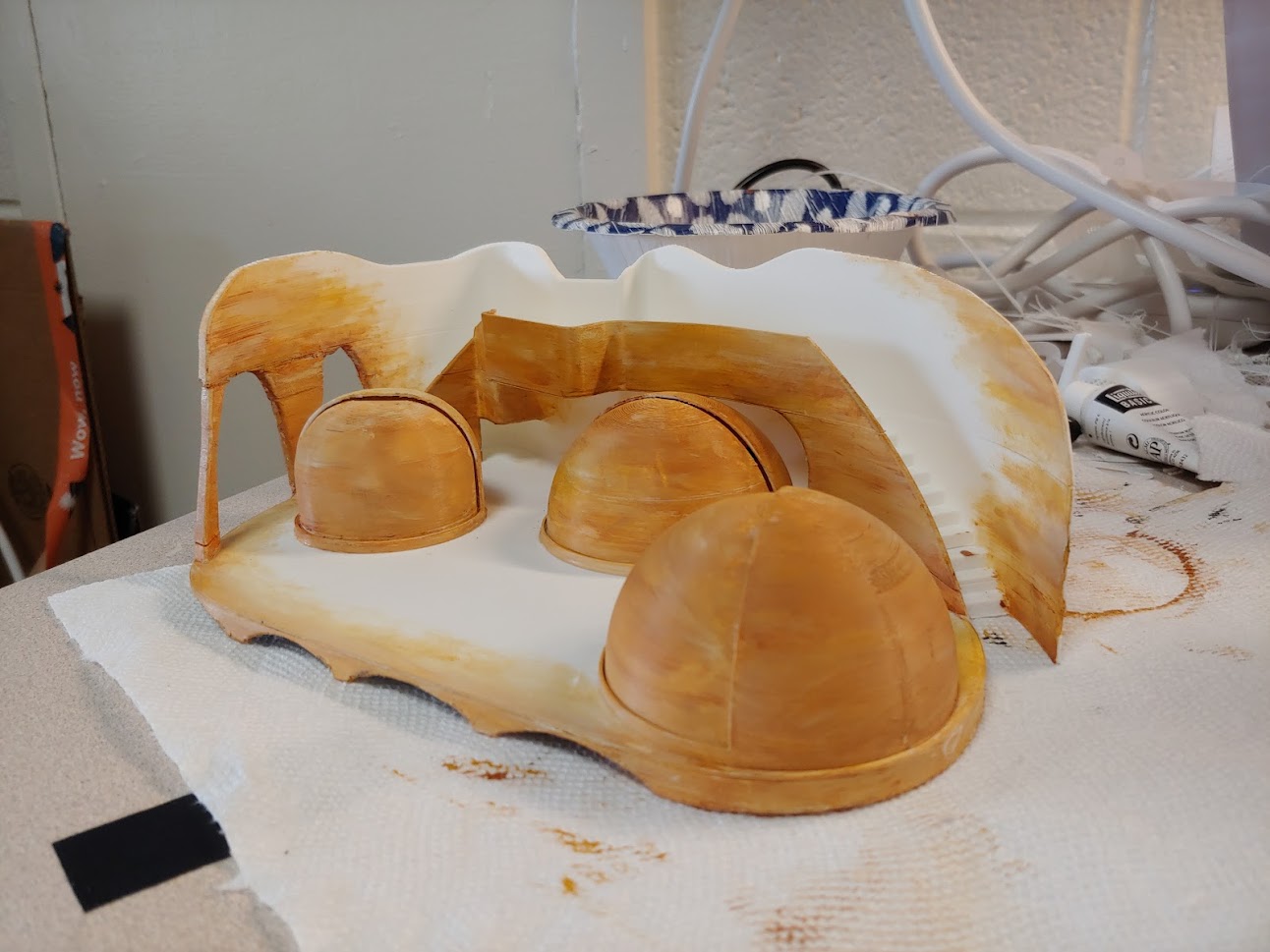 Photo of the painted 3D model of the set design.