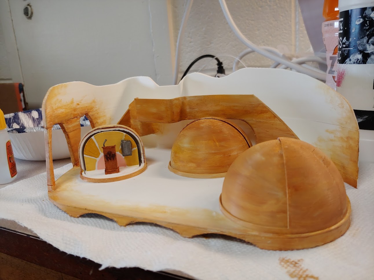 Photo of the painted 3D model of the set design.